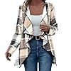 Cardigan Leggero Donna Autunno,Cardigan Lungo Aperto a Quadri con Maniche Lunghe,Maglione Aperto avc Orlo Irregolare,Capispalla Donna Primaverili Casual e alla Moda