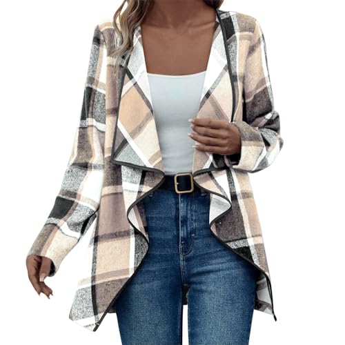 Long Cardigans for Women | Womens Fall Fashion 2025 Sweaters, Open Front Long Sleeve Checkered Cardigan Lightweight2