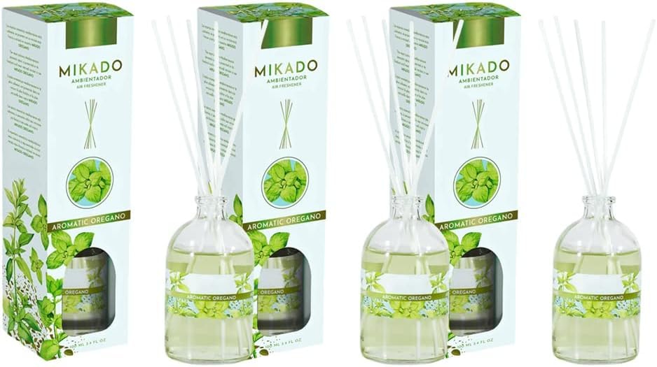 PCMOVILES Mikado Ambientador AROMATICO OREGANO 100 ml – Pack de 3 Unidades – Aroma Fresco y Natural – Difusor de Varillas para Casa, Oficina y Armario