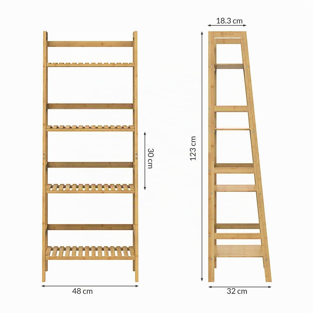 Casaria Étagère en Bambou à 4 Niveaux Meuble de Rangement 123x48x32 cm Maison intérieur Salle de Bain Cuisine Couloir