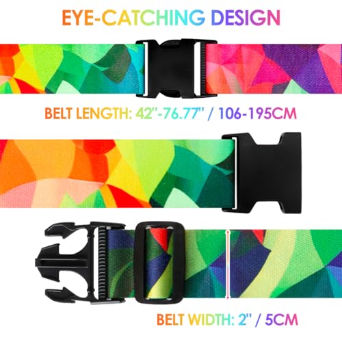 Image of 4 Pack Luggage Straps for Suitcases Adjustable Luggage Belt Suitcase Strap Travel Bag Accessories (Colorful Geometry(4 Pack))