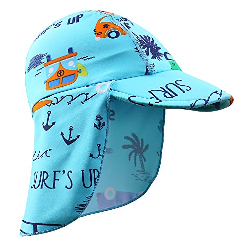 HUAANIUE Baby Toddler Sun Protection Hat UPF 50 + Flap Hat Blue 2-4 T