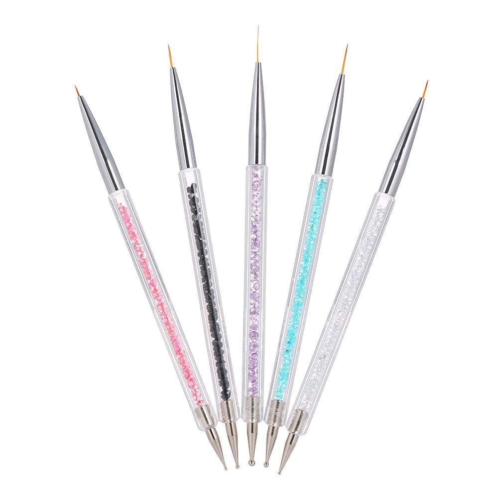Morelian 5 PCS Nail Art Liner Pen UV Gel Painting Nail Design Brush Pen Nail Dotting Drawing Pen 5//7/9/11/13mm