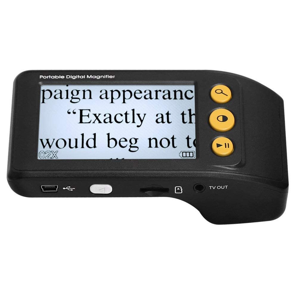 asdchZen Portable Digital Magnifier 3.5 Inch Digital Magnifier,With Led Light 2X-25X Hd Zoom Multiple Color Modes Reading Aid Video Magnifying Glass Suitable For Old Man,Child,Poor Vie,1