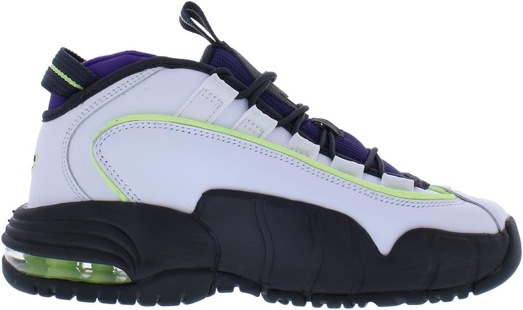 Nike Air Max Penny Big Kids' Shoes (FZ3546-100, White/Field Purple/Anthracite/Light Lemon Twist) Size 4.5
