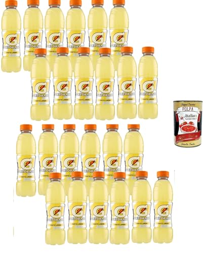 Italian Gourmet - Bebida isotónica de limón, 24 x 500 ml, bebida electrolítica para deporte, entrenamiento, fitness, hidratación, paquete individual + Polpa italiana gourmet