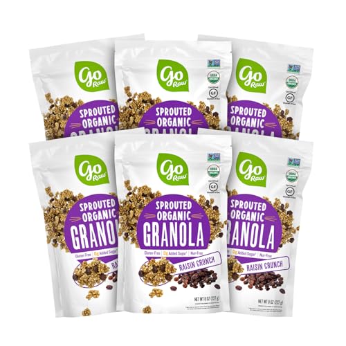 Go Raw Organic Sprouted Raisin Crunch Granola, 8 oz, 6 Pack, Keto, Kosher