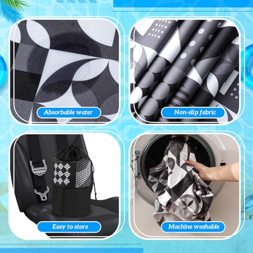 Image of Hahafelt 2 Pack Car Seat Towel Cover with Storage Bag, Black White Abstract | 63 x 32 in Car Towel Seat Cover Non Slip Waterproof, Gym Workout Swimming Running, Machine Washable Sweat Absorbent Protector