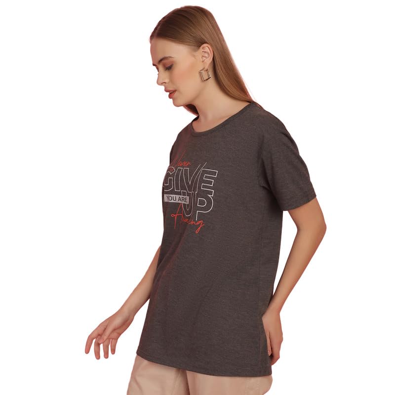 Image of Round Neck Cotton Printed Women Regular Fit Tshirt-P1950