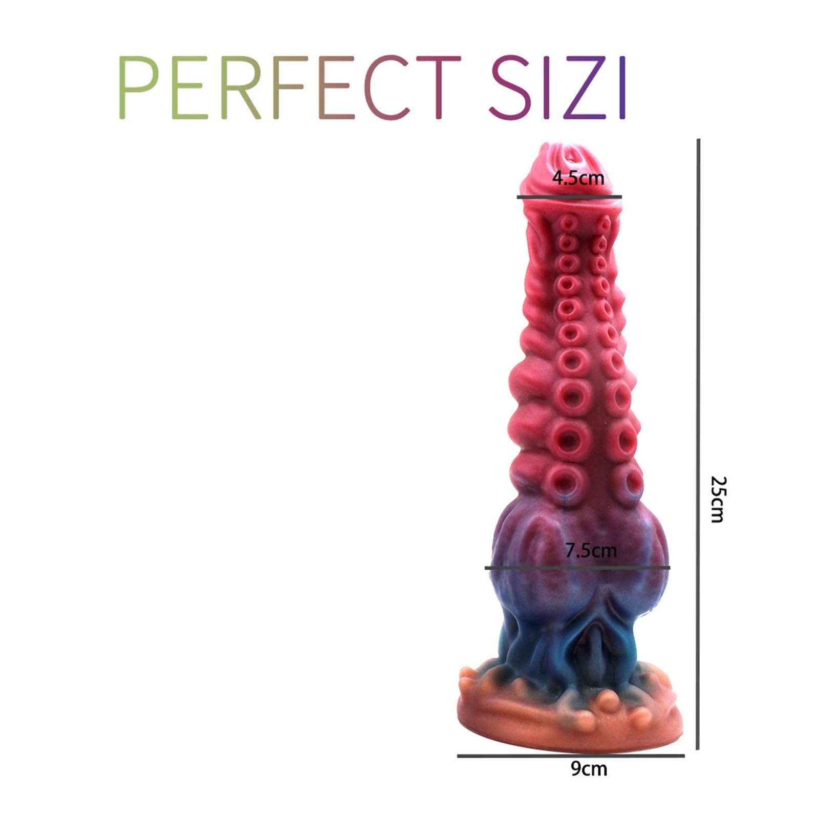 Masajeador con forma de tentáculo, silicona, ventosa, punta cónica