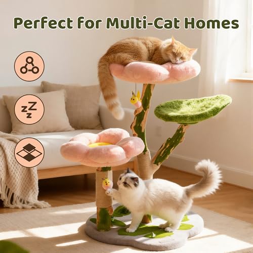 Árbol para gatos para interiores 39.4 pulgadas madera y sisal miniatura 3