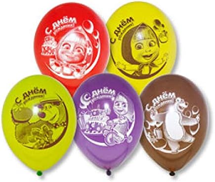 Masha and the Bear Helium Latex Multicolored Balloons 50 pieces 12 inch Party Supplies Happy Birthday Masha y el Oso