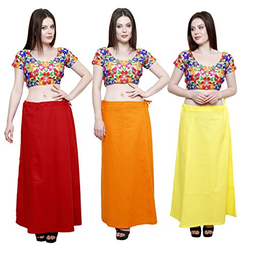 Image of Pistaa combo of 3 Women's Cotton Best Indian Readymade Inskirt Saree petticoats