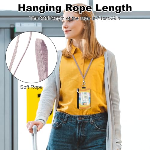 Image of Minimalist RFID Wallet with Lanyard, Multi-functional ID Case with 2 Zipper Pockets and Key Chain for Men and Women, Tactical Badge Pouch Cards Holder, Coin Purse for Travel Sports - Two-Tone
