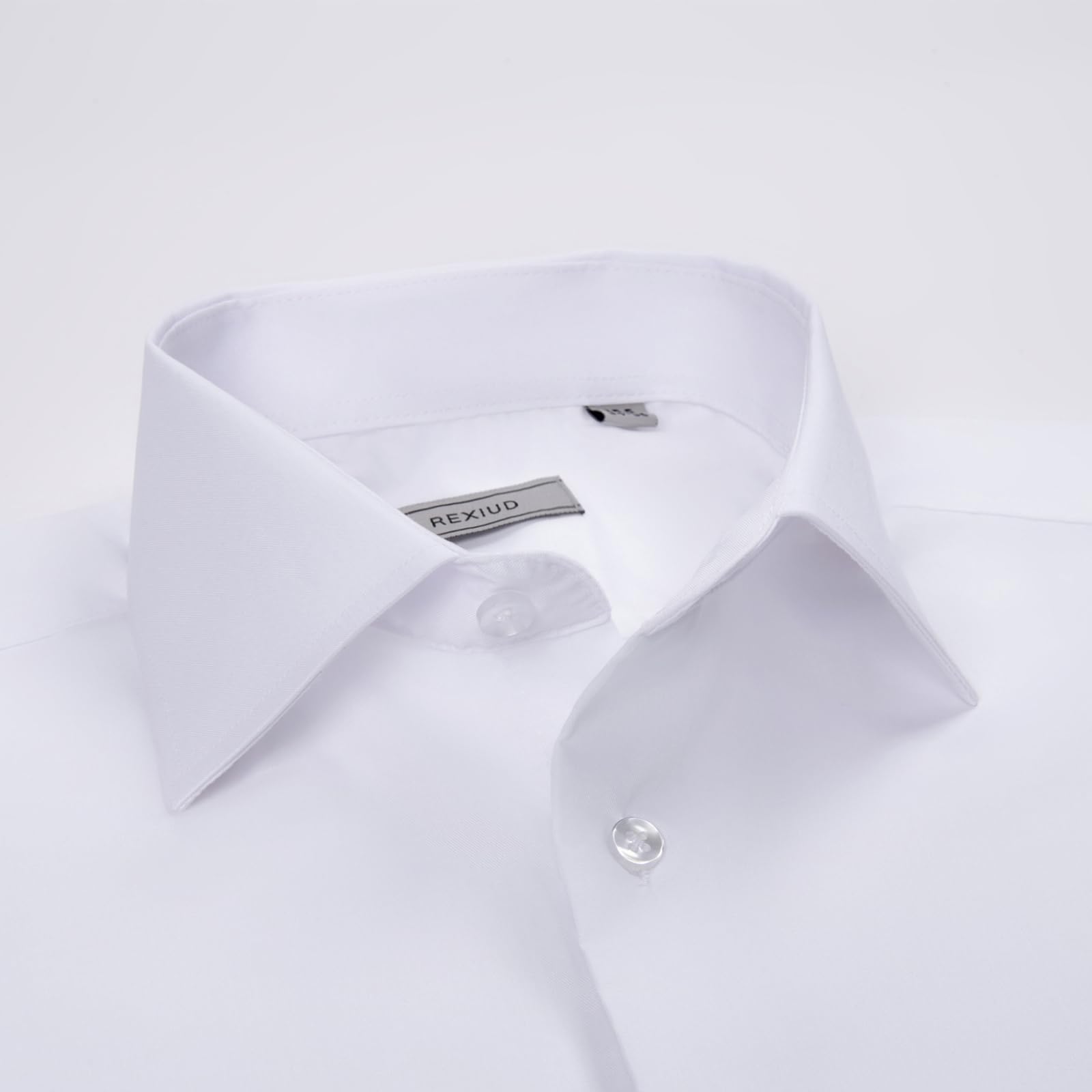 Camicia da uomo elasticizzata, colletto Windsor, polsini francesi, camicia formale a maniche lunghe con colletto rimovibile, tinta unita