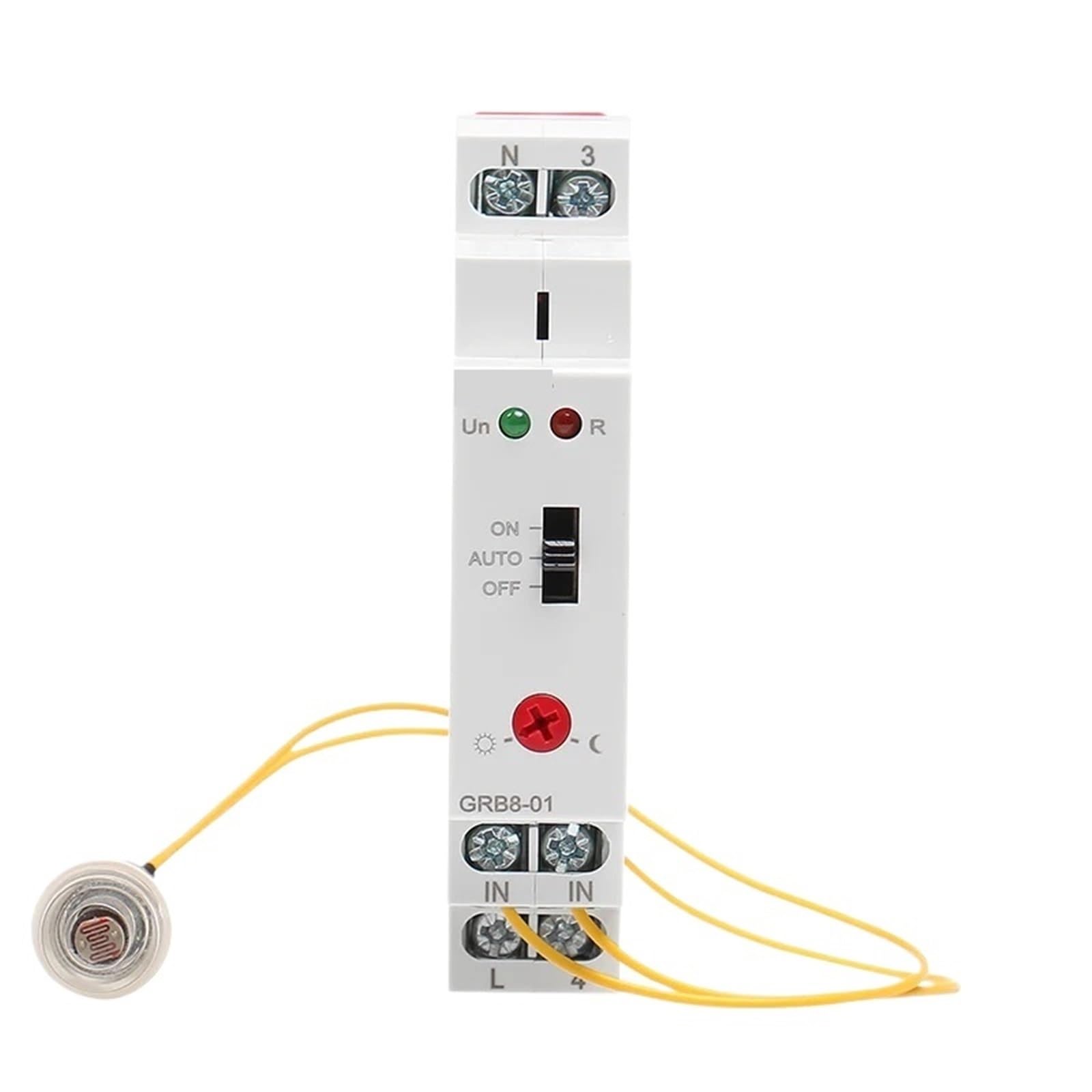 SBSSYVLMV 1pcs GRB8-01/02 Din Rail Twilight Switch Photoelectric Timer Light Sensor Relay AC110V-240V Auto ON Off(GRB8-01 AC110-240V)