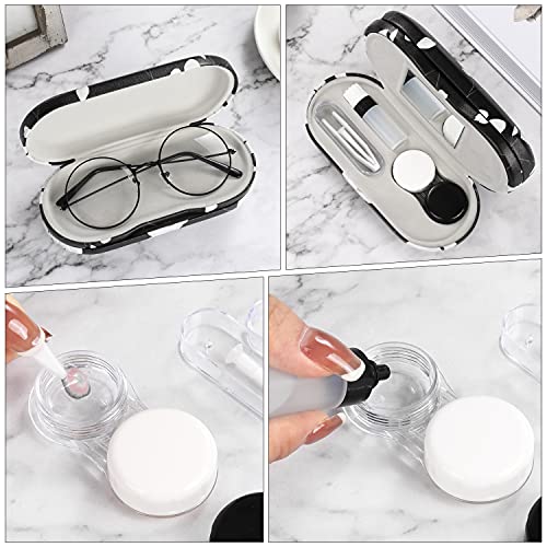 Image of MoKo Double Eyeglass Case, Contact Lens Case with Mirror Tweezers Remover, 2 in 1 Double Sided Portable Contact Lens Box Holder Container Soak Storage Kit Sunglasses Pouch for Men & Women