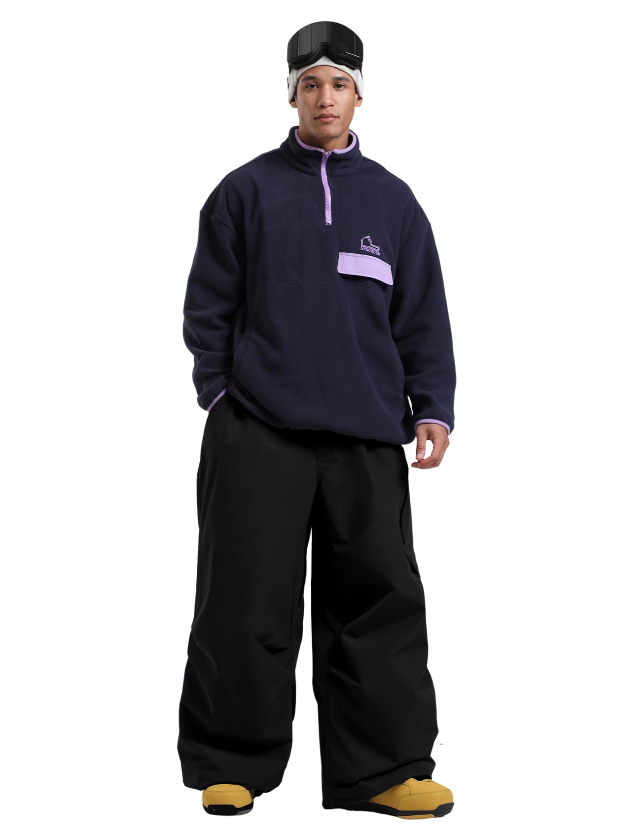 GSOU SNOW Womens Mens Snowboard Pants Baggy Cargo Ski Snow Pants Loose Fit Waterproof Windproof Insulated Black