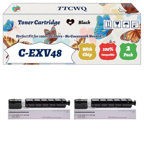 Compatible for Canon C-EXV48 Toner Cartridge Work for Canon ImageRUNNER C1325iF C1335iF Printers, with Chip, High Yield 17000 Pages, High-Definition Printing (2 Pack Black)