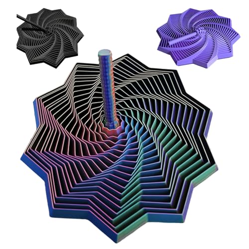 3D Printed Expanded Sensory Fidget Star, Fractal Fidget Hexagon with Handles, 2025 New Star Shaped Fidget Toys for Office Desktop Decompression Toys Stress Relief Whirling Spiral (Blue Purple, Large)