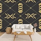 UYS69Z5PG Peel and Stick Wallpaper Barbershop Seamless Pattern Barber Pole Hairdressing Scissors Canvas Wallpaper Wall Decals Removable Wallpaper Wall Mural for Hair Salon Room Decor Home Decor