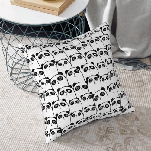 Housses de coussin velours côtelé panda carré 45x45 décoration