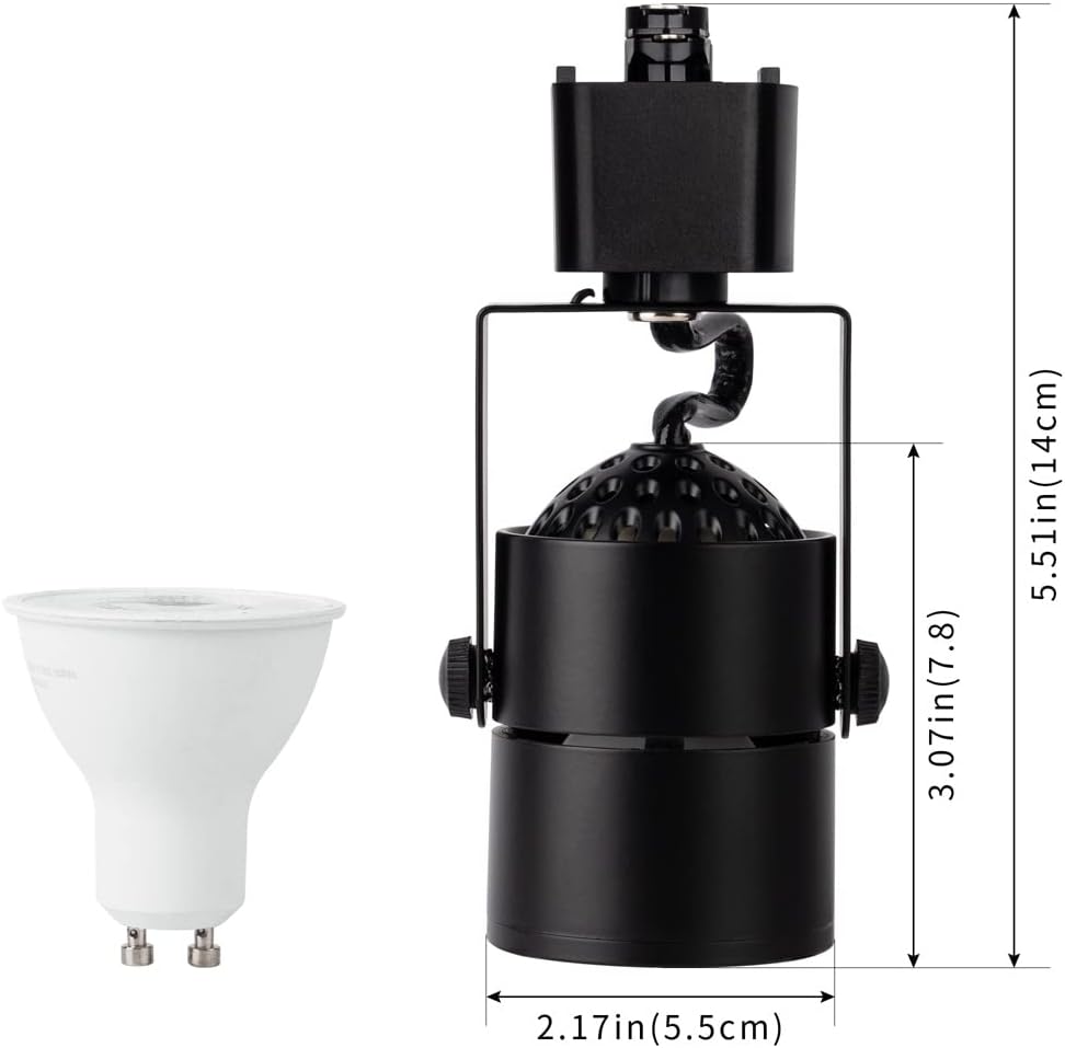 mirrea Bulb Replaceable LED Track Lighting Heads for Black H Type Rail Cylinder Ceiling Spotlight with 8W GU10 Bulb 90 CRI 3000K Warm White 38° Beam Angle Pack of 12