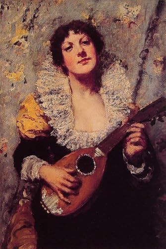 Art portrait le joueur de mandoline William Merritt affiche toile pour décoration 60x90