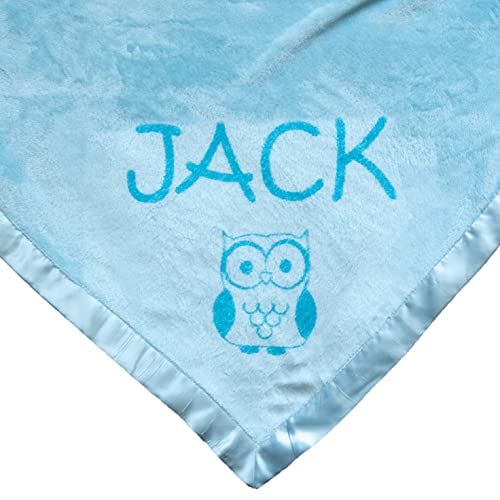 Custom Catch Personalized Owl Baby Blanket Gift For Boy - Infant Or Newborn Name (1 Line Of Text) #TOP2