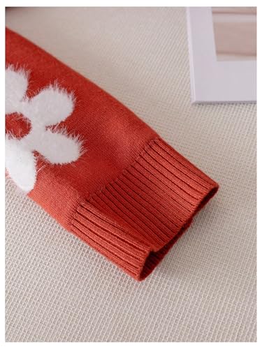 Image of BEAUDRM Girl's Cute Bow Sweater Crew Neck Long Sleeve Drop Shoulder Loose Pullover Tops
