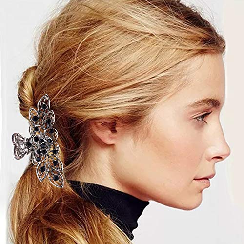 Pinza vintage para cabello con cristales azul marino miniatura 3