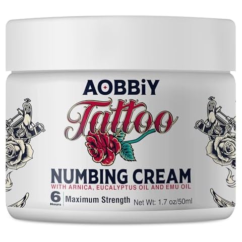 AOBBIY Tattoo Numbing Cream: Numbing Cream for Tattoos Extra Strength - Painless Tattoo Numbing Cream - Tattoo Numbing Cream Maximum Strength - 6 Hours Numbing Cream, 1.7oz / 50ml Cover