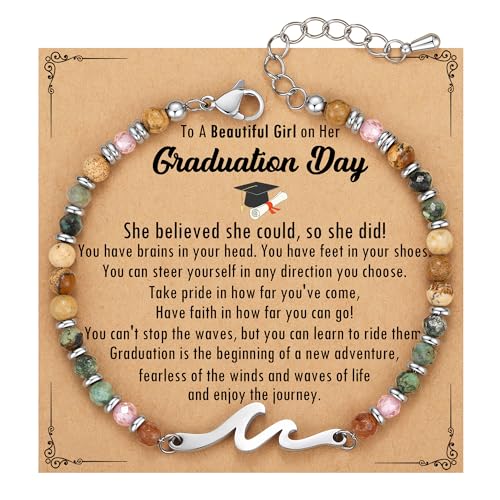 Image of TONY & SANDY Graduation Gift for Her 2026, Graduation Decorations Cross Bracelets for Women Girls Middle High School College Graduates, With Graduation Cap Box Meaningful Cards