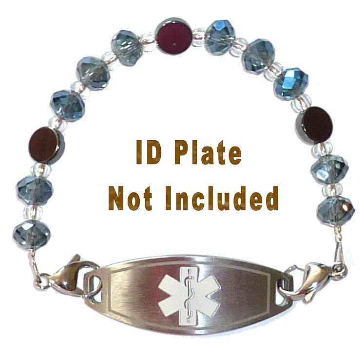 Hidden Hollow Beads Women's Artistic 6.5 or 5.5 inch long Medical Alert ID Interchangeable Replacement Bracelet, Identification Vital info tag3