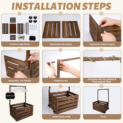 Image of Wooden Baby Shower Crate Closet, Personalized Baby Shower Basket, Baby Storage Crate Hamper, Easy Assembly Baby Baskets for Newborn Boys Girls, Pregnancy Gifts for New Parents(Brown)