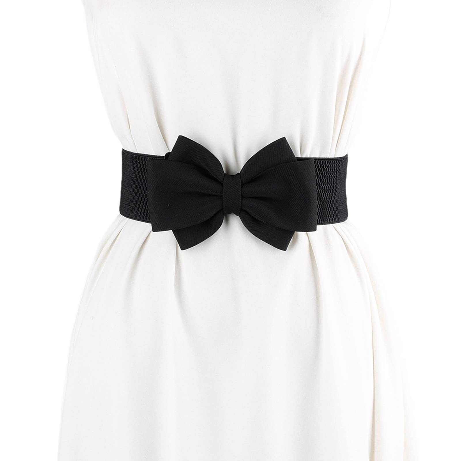 AOWVUTS Ceinture Élastique Large Femme - Ceinture Taille Vintage à Nœud Papillon Rouge Extensible