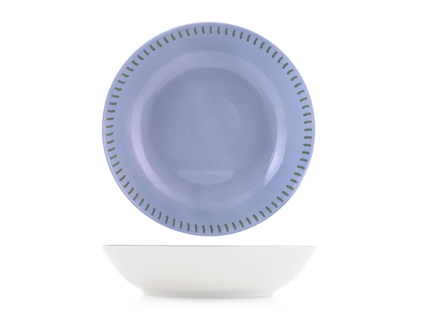 H&H Servizio Tavola Minty in Porcellana Decorata 18 Pezzi – 6 Piatti Piani 27 cm, 6 Piatti Fondi 20 cm, 6 Piatti Frutta 19 cm – Idoneo Lavastoviglie e Microonde