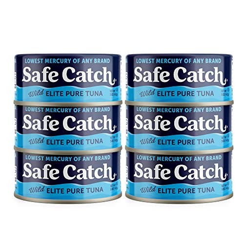 Safe Catch Canned Wild Tuna Fish, Wild Caught, Lowest Mercury, Gluten-Free, Kosher, Non-GMO, Whole30 Approved, Paleo, Keto Food, 5oz Can, 6-Pack
