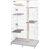 アイリスオーヤマ キャットタワー付ケージ ワイド ホワイト 猫用 高さ169×幅93×奥行63cm