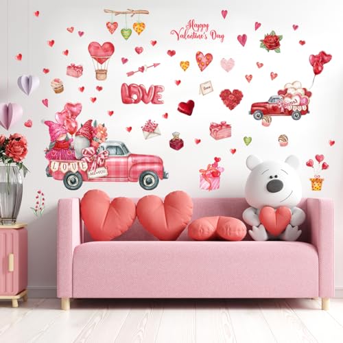 Vinilo decorativo amor rosa con camión rojo para pared miniatura 5