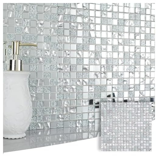 Diflart Mirror Glass Mosaic Tile Crystal Square Frosted Backsplash for Kitchen Bathroom Wall Pack of 6 Sheets