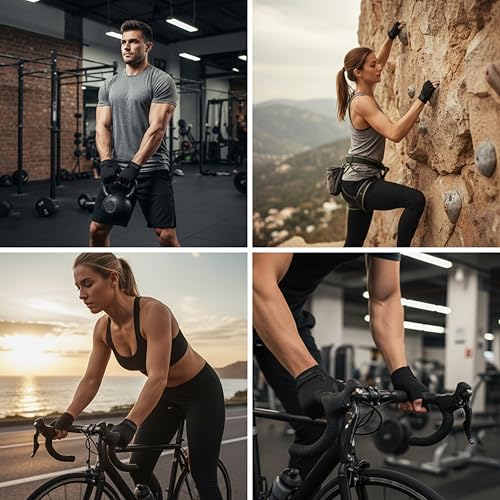 Image of permo Gym Gloves with Wrist Support, Pro Padded Palm Weight Lifting Gloves, Cycling, Anti-Slip Gym Gloves for Exercise, Powerlifting, Cross Training, Workout, Best for Men & Women, Black