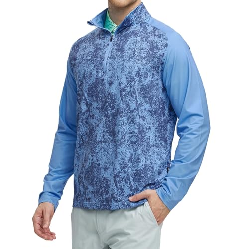 M MAELREGMens Quarter Zip Pullover Dry Fit Performance Golf Sports Print Long Sleeve Sweatshirts For Men Pullover