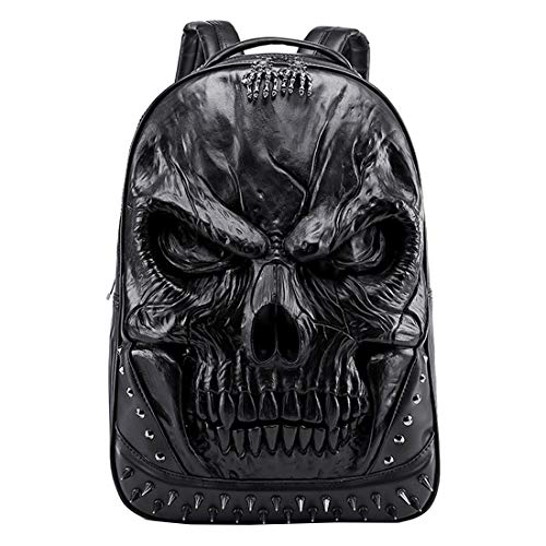 Berchirly 3D Pu Leather Skull Backpacks Men Large Capacity Laptop Bagpack Designer Casual Bookbag Travel outdoor Bags