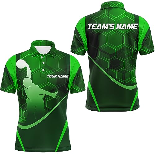 PIONAMZIOZ Custom Bowling Shirt for Men and Women Bowling Jersey Bowling Team League Polo&Quarter-Zip Shirt QZT28 (Green)