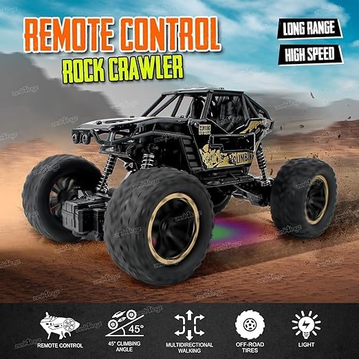Image of Remote Control Car for Kids & Adults, 4WD Off-Road Rock Crawler, High Speed RC Monster Truck with Rechargeable Battery, Shockproof Big Wheels, All Terrain Climbing Car Toy with Remote