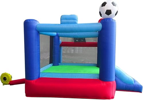 Miniatura 9 de Casa inflable de rebote con tobogán para niños casa inflable para patio trasero arena deportiva con gorila de portería de fútbol instalación