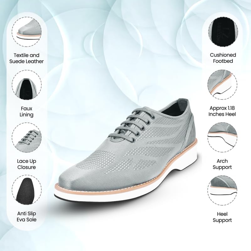 LIBERTYZENO Mens Canvas Textile & Suede Leather Adults Lace Up Casual Shoes for Prom Graduation3