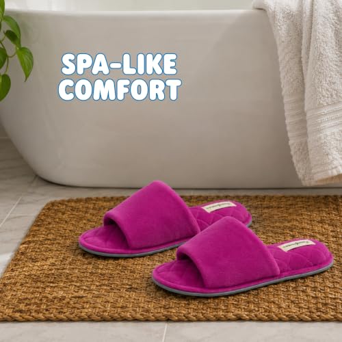 Image of Dearfoams womens Slipper Memory Foam Summer House Shoe Beatrice Terry Slide