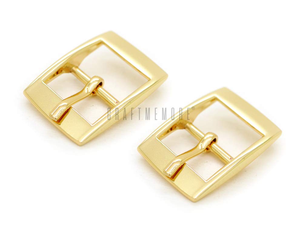 CRAFTMEMORE 4pcs 5/8 Inch Single Prong Belt Buckle Square Center Bar Buckles for Shoes Purse Making Accessories SC24